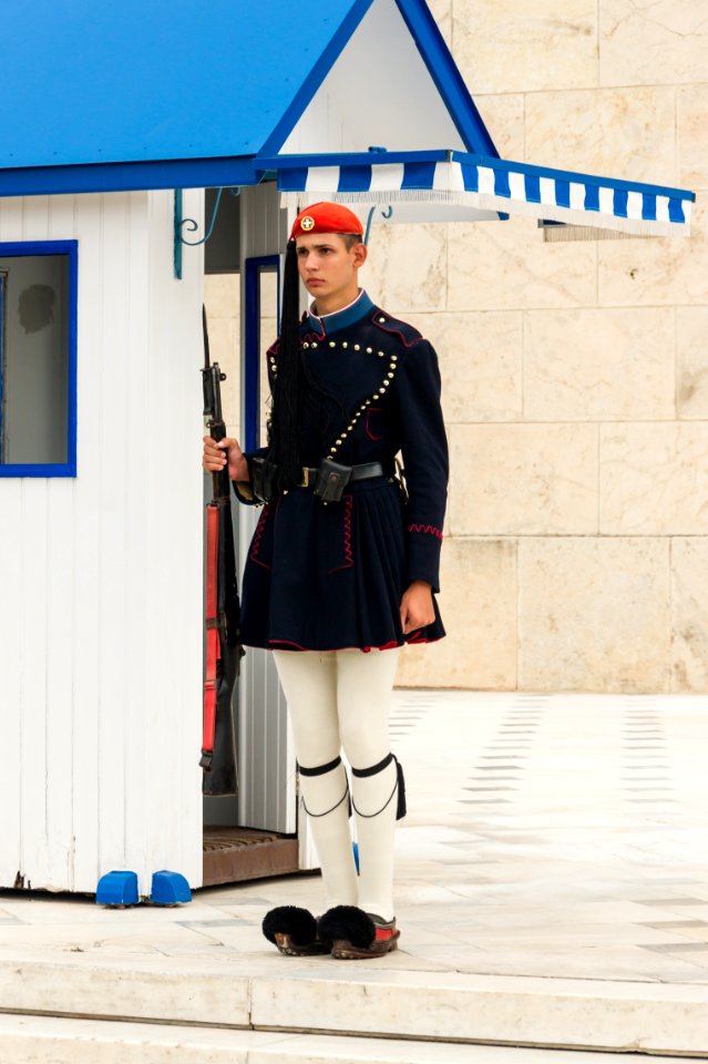 Blue Evzone end parade Tomb Unknown Soldier Athens