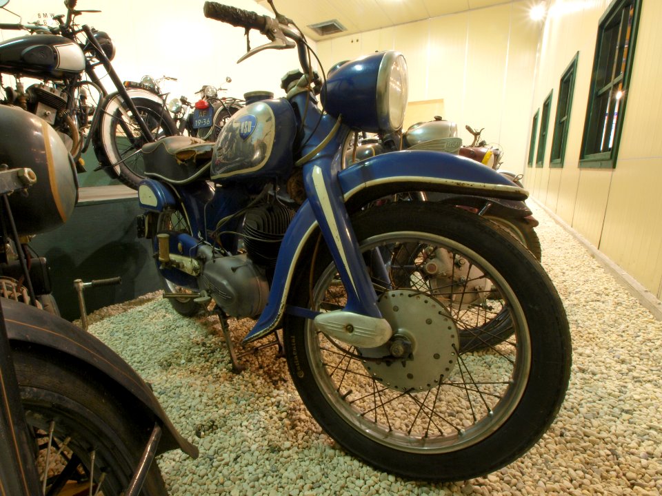 Blue and silver colored NSU motorcycle at the Ford museum pic2