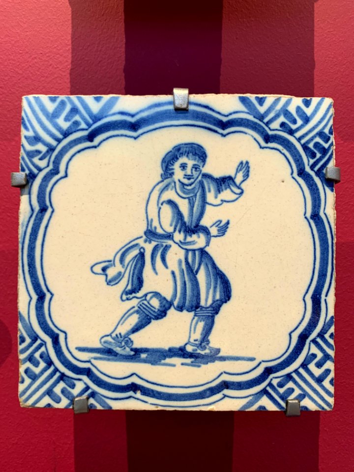Blue ceramic tile at the National Museum of Scotland, pic2
