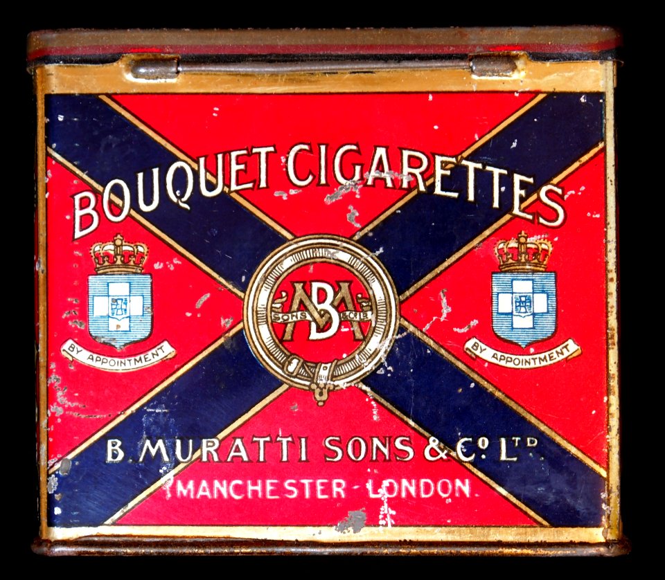 Bouquet cigarettes tin, back
