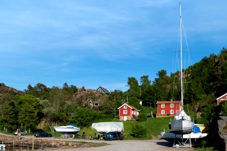 Boats on land in Govik harbor photo