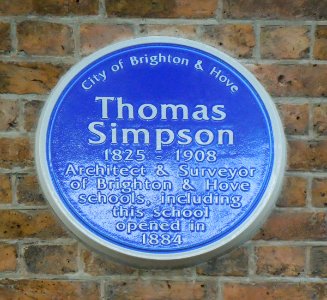 Blue Plaque for Thomas Simpson, West Hove Infants School, Connaught Road, Hove (June 2017)