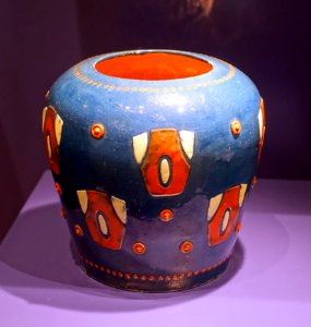 Blue vase by Paul Haustein, c. 1904, Hafnerware - Museum Künstlerkolonie Darmstadt - Mathildenhöhe - Darmstadt, Germany - DSC06288