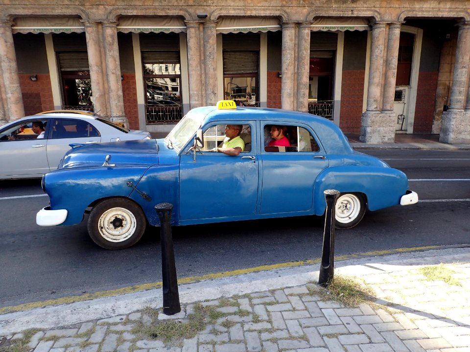 Blue taxi in Havana, Cuba