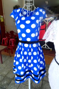 Blue polka dot dress - Da Nang, Vietnam - DSC02419