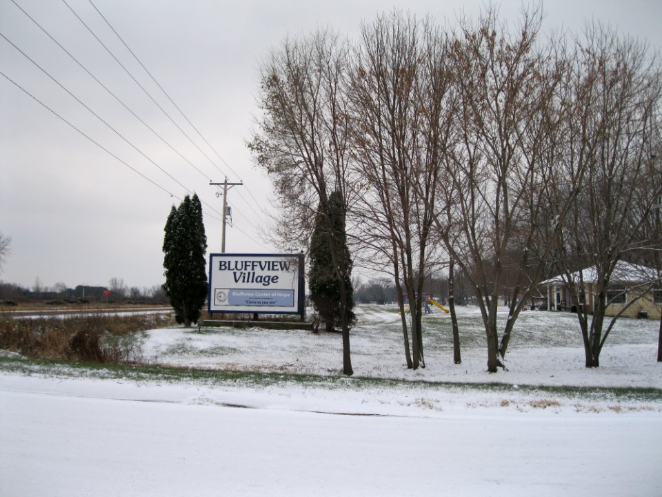 Bluffview Wisconsin welcome sign
