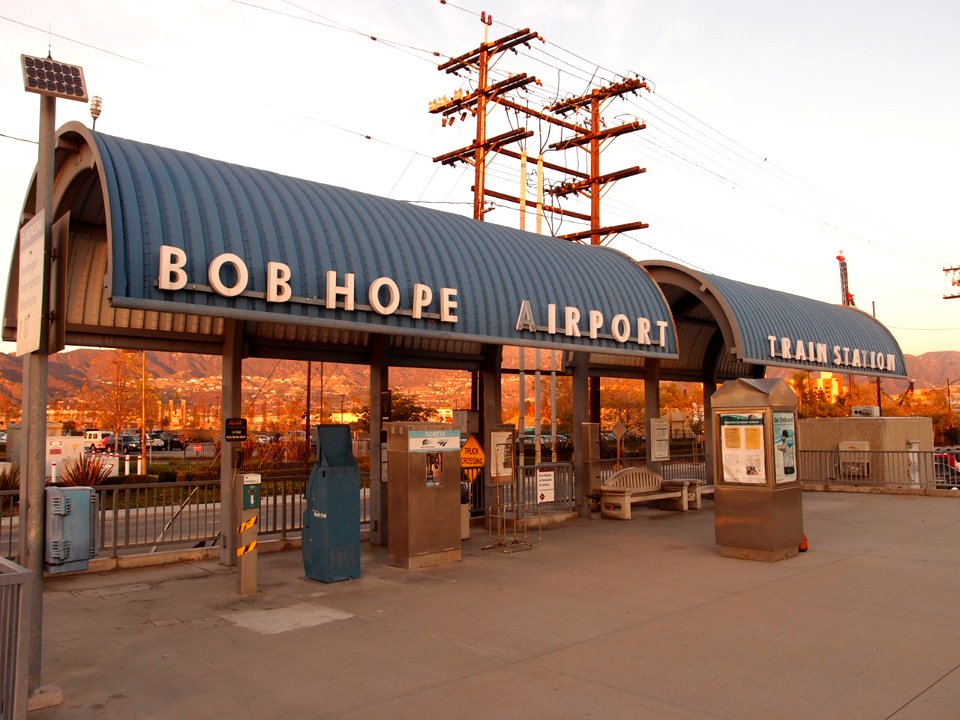 Bob hope airport train station at dusk