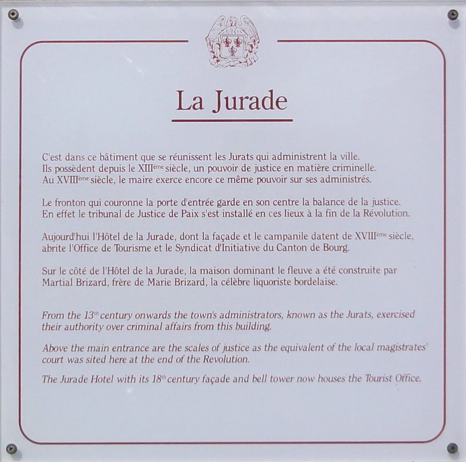 Bourg (Gironde) La Jurade, plaquette explicative