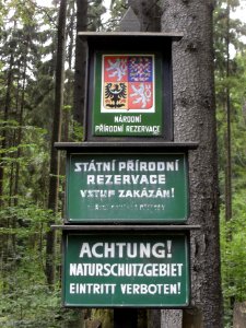Boubín - varovná cedule