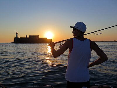 Traditional fishing serene angler