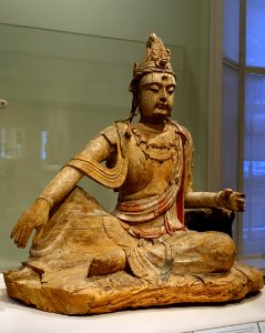 Bodhisattva Avalokiteshvara (Guanyin), China, Yuan or Ming dynasty, 1200s-1300s AD, wood, traces of pigment - Portland Art Museum - Portland, Oregon - DSC08488