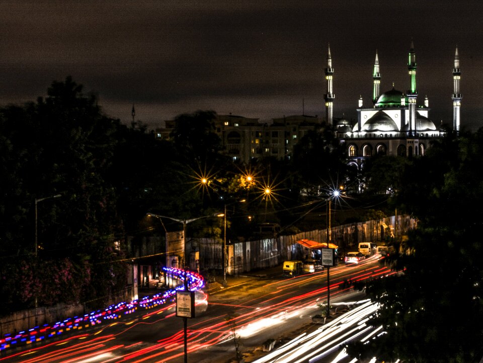 Night road brown mosque