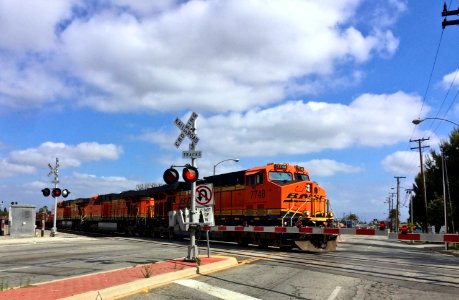 BNSF train passing through Santa Fe Springs, California photo