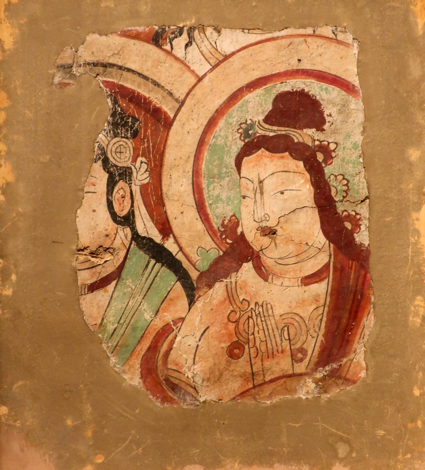 Bodhisattva, China Tang dynasty, 8th century, ink and colors on plaster