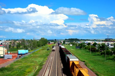 BNSF Black Hills Subdivision railway from Gurley Avenue overpass in Gillette, Wyoming
