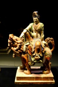 Boddhisattva Manjushri, China, Jin or Yuan dynasty, 13th century, polychrome wood - Museu do Oriente - Lisbon, Portugal - DSC06964