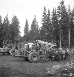 Bosbewerking, machines, werktuigen, voertuigen, takels, arbeiders, Bestanddeelnr 253-5387