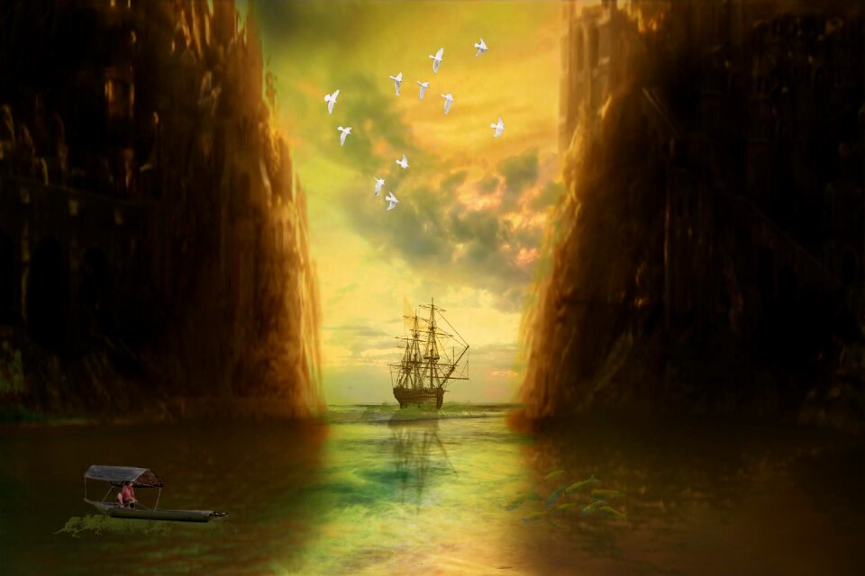 Sailing boat sea ship