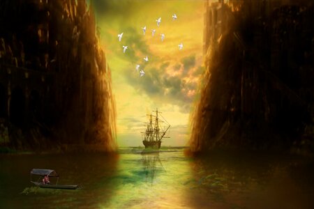 Sailing boat sea ship