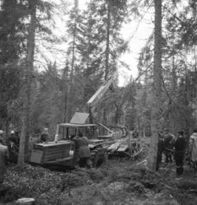 Bosbewerking, machines, werktuigen, arbeiders, Bestanddeelnr 253-5305