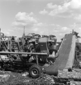 Bosbewerking, machines, werktuigen, boomstammen, werkzaamheden, Bestanddeelnr 253-5841