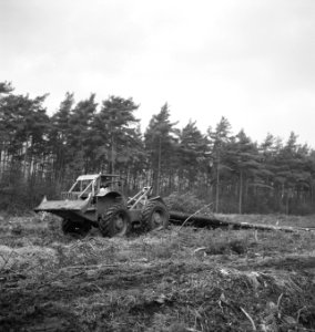 Bosbewerking, machines, werktuigen, arbeiders, Bestanddeelnr 253-6016
