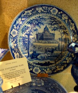 Boston Common with Statehouse and Hancock Mansion, Staffordshire plate by Rogers, early 1800s - Joseph Allen Skinner Museum - DSC07757