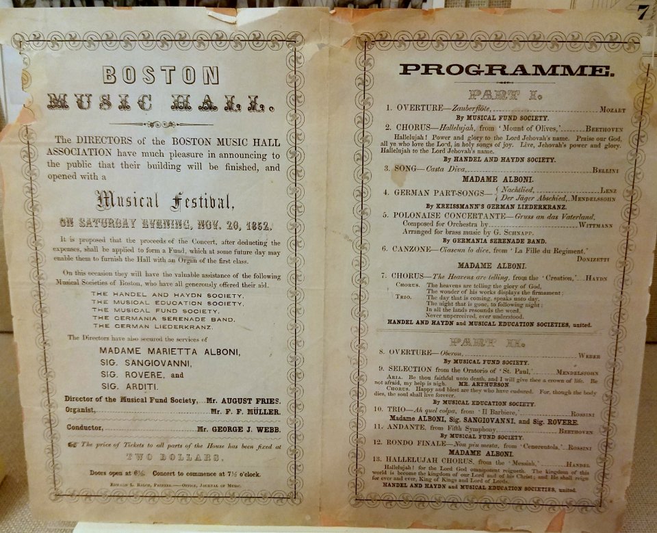 Boston Music Hall opening, November 20, 1852 - Boston Symphony Orchestra - 20181013 194243