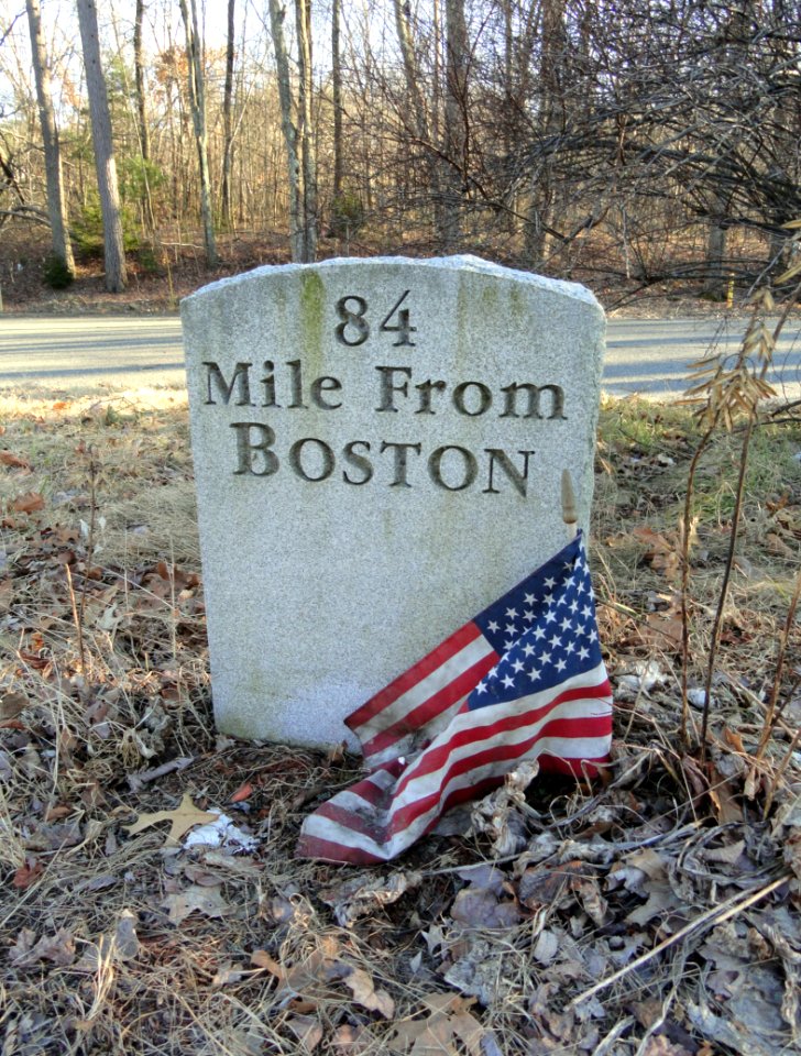 Boston Post Road marker, replica - Palmer, MA - DSC04685