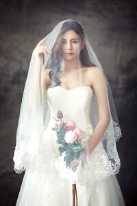 Veil white dress young woman