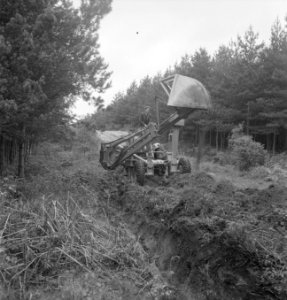 Bosbewerking, arbeiders, grondbewerking, machines, Bestanddeelnr 251-9106