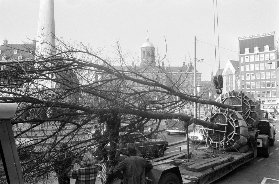 Bomen geplant op Dam in Amsterdam op initiatief van het comite Groene Hart o, Bestanddeelnr 928-2674