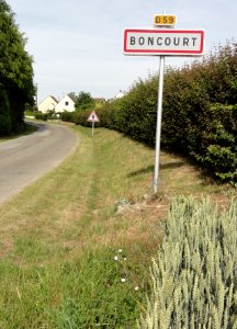 Boncourt (Aisne) city limit sign