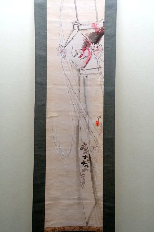 Bon Festival lantern with the face of a woman who died bearing a deep grudge, by Ito Seiu - Edo-Tokyo Museum - Sumida, Tokyo, Japan - DSC06870