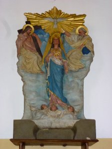 Bonningues-lès-Ardres (Pas-de-Calais) église, statue ascension de Sainte Marie