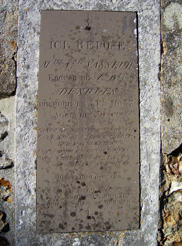 Boissy-Lamberville plaque tombale