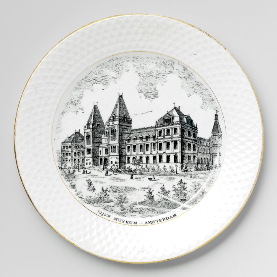 Bord met afbeelding Rijksmuseum (1893), Petrus Regout & Co