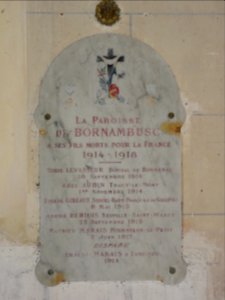 Bornambusc (Seine-Mar.) église, plaque morts pour la France