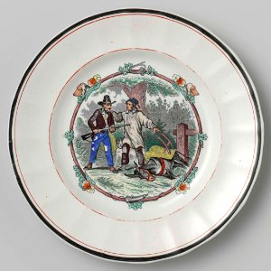 Bord met 2 mannen & dode ezel, Petrus Regout & Co