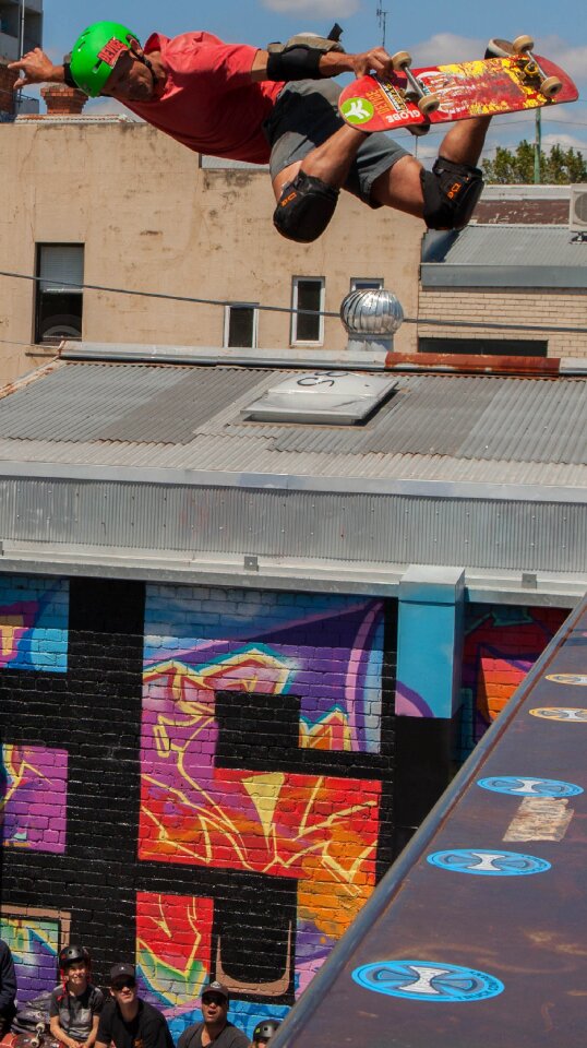 Extreme skateboarder skating