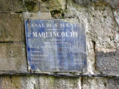 Bony (Aisne) Hameau de Macquincourt, Canal de Saint-Quentin plaque