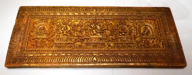 Book cover, Tibet, 17th-18th century AD, wood, gilded and partially painted - Ethnological Museum, Berlin - DSC01888