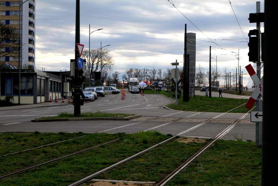 Border control checkpoint at Europe bridge German side 2020-03-16 34
