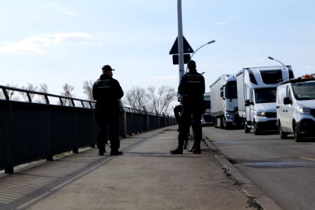 Border control checkpoint at Europe bridge German side 2020-03-16 04