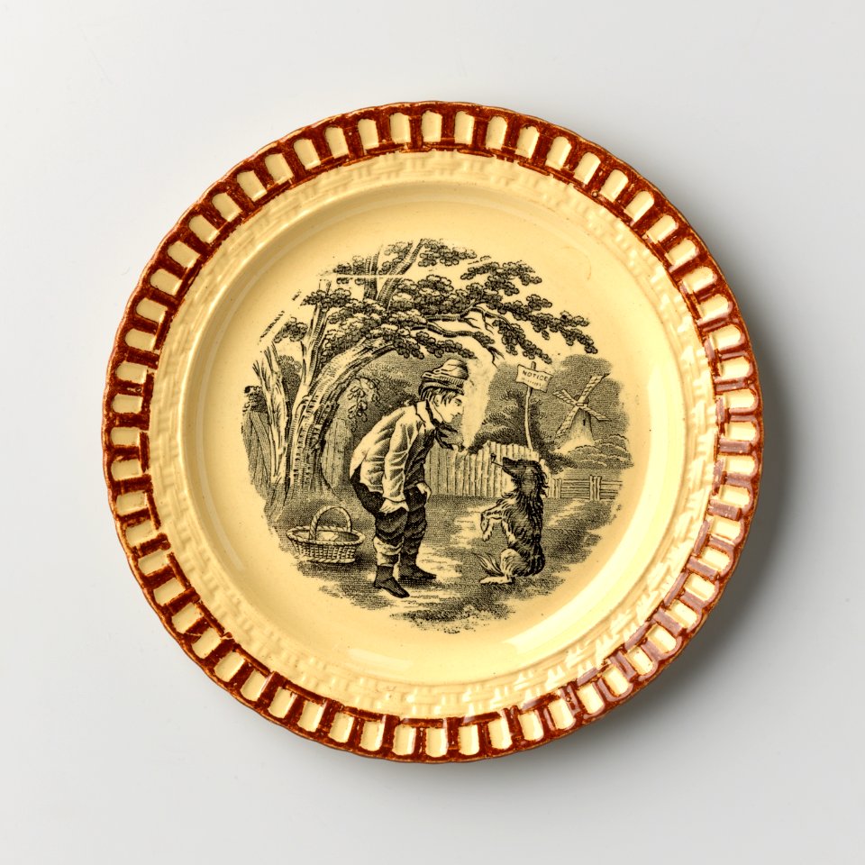 Bord met jongen & hond (1878), Petrus Regout & Co