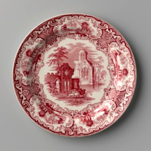 Bord met ruïnelandschap (1867), Petrus Regout & Co