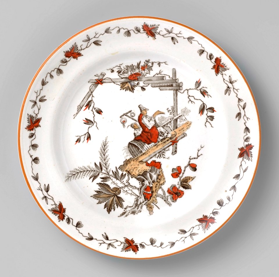Bord met tafereel van lezende man & vrouw (1882), Petrus Regout & Co