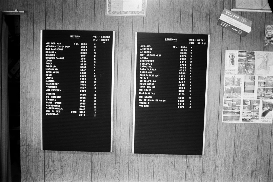 Borden met hotels bij de VVV, Bestanddeelnr 924-6274
