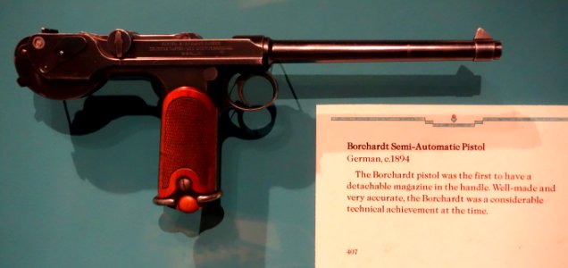 Borchardt Semi-Automatic Pistol, Germany, c. 1894 - Glenbow Museum - DSC00838