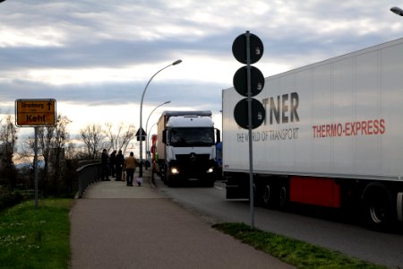 Border control checkpoint at Europe bridge German side 2020-03-16 23